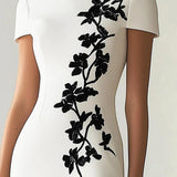 Martina | Abito midi chic a fiori con scollo a barchetta