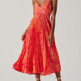 Lucia | Abito midi plissettato elegante a fiori in stile costiero