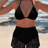 Bianca | Set bikini elegante in pizzo tinta unita