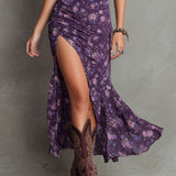 Silvana | Abito midi boho a fiori con maniche a sbuffo