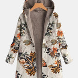 Anita | Giacca boho in sherpa con cappuccio e motivo floreale