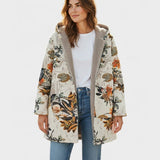 Anita | Giacca boho in sherpa con cappuccio e motivo floreale