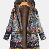 Ida | Felpa boho in sherpa con cappuccio e motivo floreale