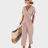 Sabrina | Completo due pezzi con top incrociato e pantaloni cropped