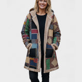 Rina | Felpa patchwork con cappuccio nei toni della terra