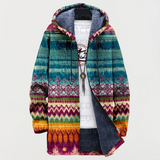 Lavinia | Cardigan con cappuccio e motivo etnico