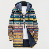 Ilaria | Cardigan con cappuccio e righe etniche