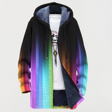 Nadia | Giacca con cappuccio nera con sfumatura arcobaleno