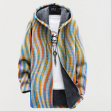 Ornella | Cardigan con cappuccio e righe pastello