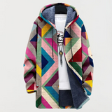 Lorenza | Giacca con cappuccio e motivo geometrico