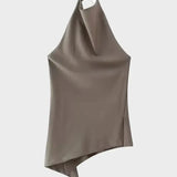 Tatiana | Completo elegante in raso con blusa asimmetrica