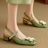 Gemma | Décolleté slingback con fiore