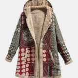 Tecla | Mantella in sherpa bordeaux con motivo geometrico