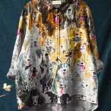 Vanessa | Blusa casual con stampa artistica di cani
