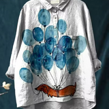 Marcella | Blusa casual con stampa artistica di palloncini e cane