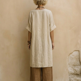 Matilde | Completo tre pezzi grigio scuro e marrone con stampa tribale
