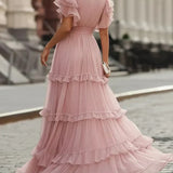 Franca | Abito lungo elegante rosa chiaro per cerimonie