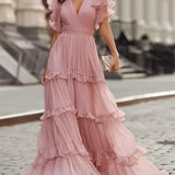 Franca | Abito lungo elegante rosa chiaro per cerimonie