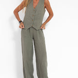 Daniela | Completo con gilet abbottonato e pantaloni ampi