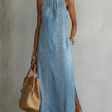 Fiorella | Abito in denim con pizzo rétro