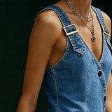 Daniela | Abito lungo in denim con bottoni