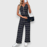 Stella | Completo due pezzi a quadri con scollo a V