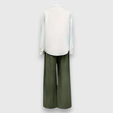 Mariasole | Completo bicolore con blusa a fiori e pantaloni ampi