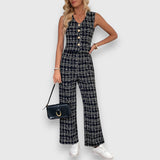 Stella | Completo due pezzi a quadri con scollo a V