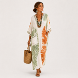 Miriam | Caftano lungo verde tie-dye