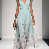 Lisa | Abito lungo in chiffon a fiori con scollo a V