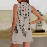 Clara | Completo relax boho con stampa a piume