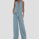 Daniela | Completo con gilet abbottonato e pantaloni ampi