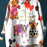 Concetta | Blusa casual artistica con cuori e animali