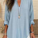 Ivana | Blusa blu a maniche lunghe