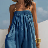 Nicole | Salopette in jeans a gamba larga