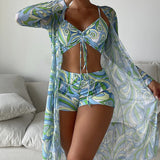 Elisa | Set bikini in tre pezzi con stampa
