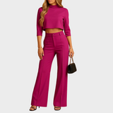 Martina | Completo autunnale aderente con top corto e pantaloni