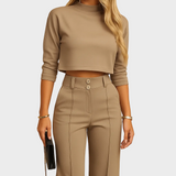 Martina | Completo autunnale aderente con top corto e pantaloni