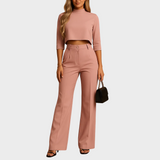 Martina | Completo autunnale aderente con top corto e pantaloni