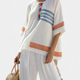 Margherita | Completo in stile etnico con blusa e pantaloni ampi