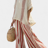 Vanessa | Completo elegante con pantaloni a righe rosse
