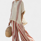 Vanessa | Completo elegante con pantaloni a righe rosse