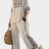 Rosalba | Completo mediterraneo con ricami floreali