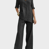 Pierangela | Completo con top a maniche corte e pantaloni dritti