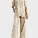 Pierangela | Completo con top a maniche corte e pantaloni dritti