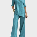 Pierangela | Completo con top a maniche corte e pantaloni dritti