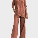 Pierangela | Completo con top a maniche corte e pantaloni dritti
