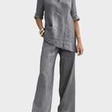 Pierangela | Completo con top a maniche corte e pantaloni dritti