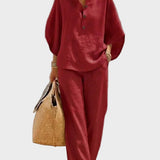 Mariella | Completo in cotone e lino con pantaloni ampi
