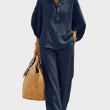 Mariella | Completo in cotone e lino con pantaloni ampi